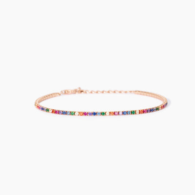 Bracciale Mini Tennis Mabina Argento Rosa con Zirconi Multicolor