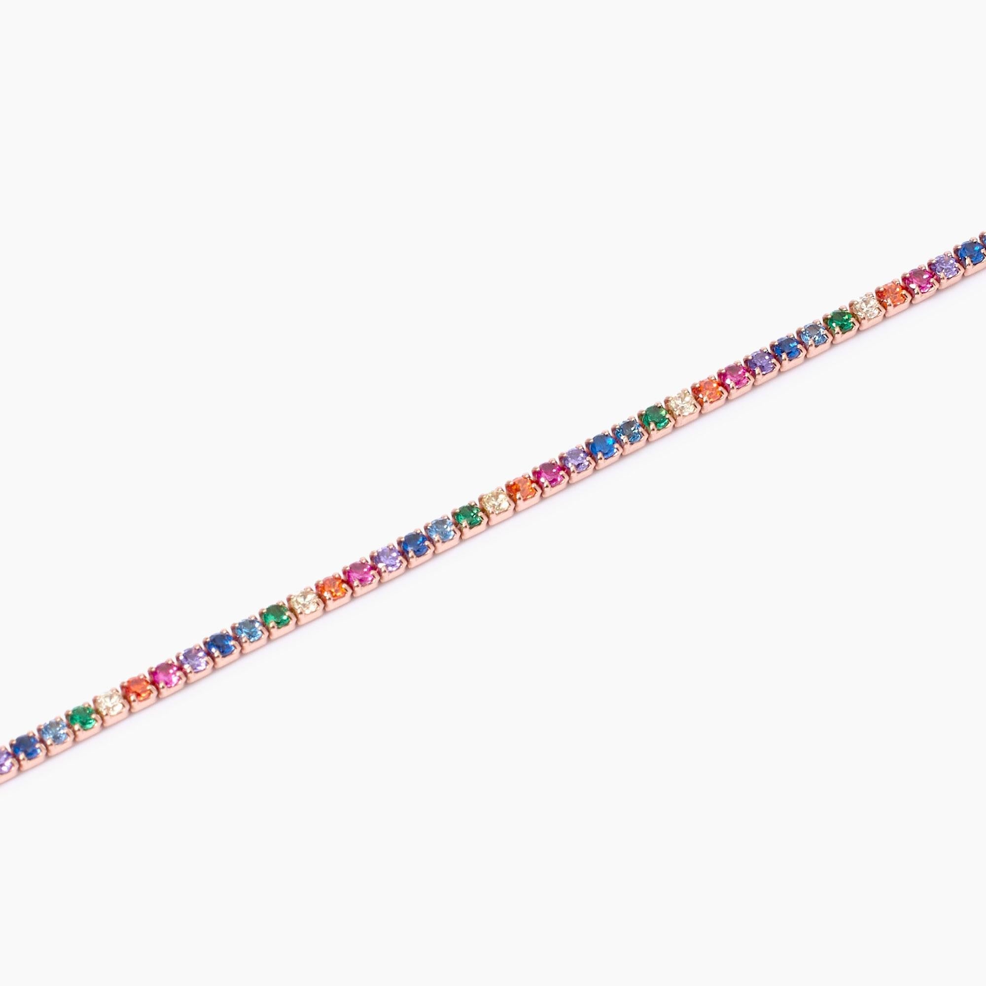 Bracciale Mini Tennis Mabina Argento Rosa con Zirconi Multicolor
