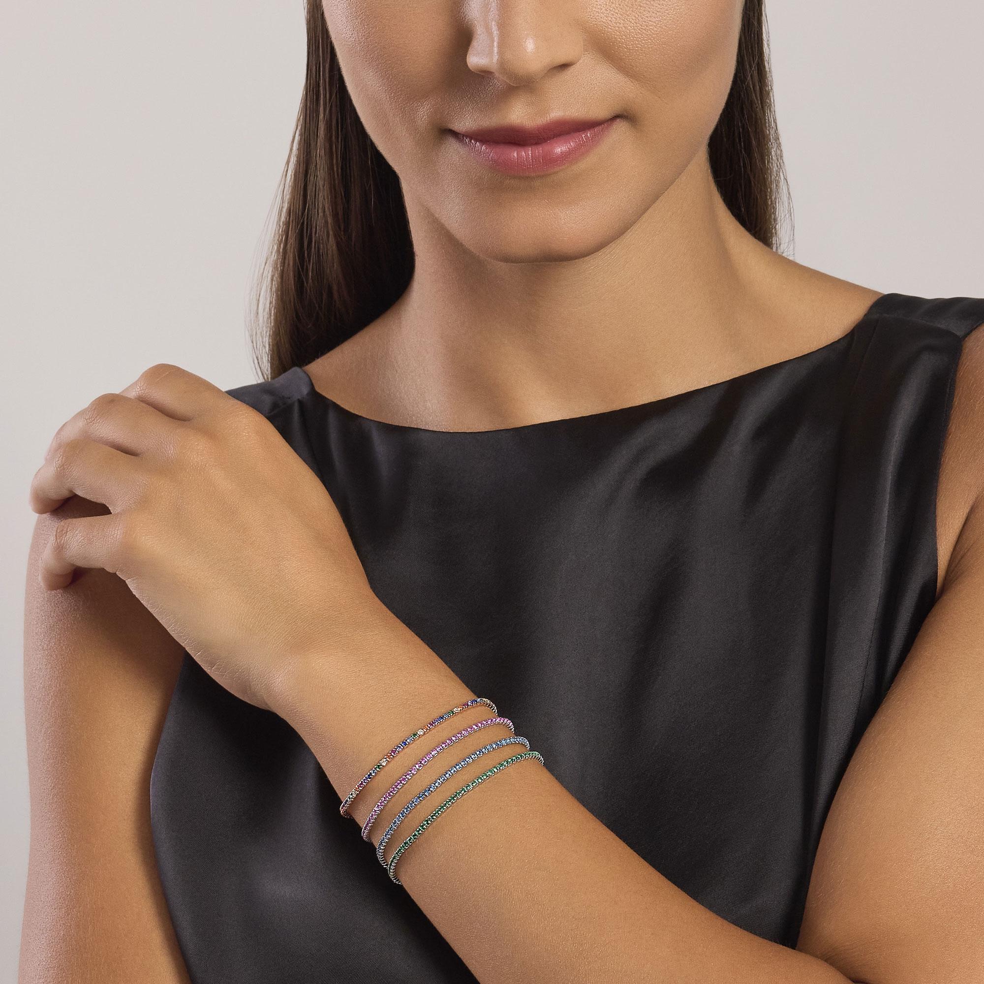 Bracciale Mini Tennis Mabina Argento Rosa con Zirconi Multicolor