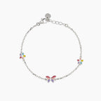 Bracciale Mabina Junior Baby Primavera Argento Farfalla e Fiori Smaltati