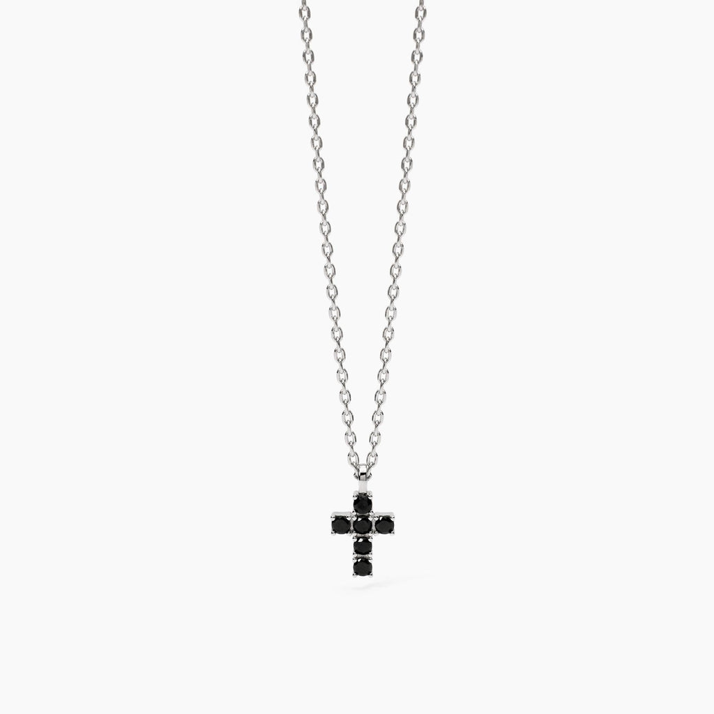 Collana Mabina Uomo Mystical Argento 925 Croce Zirconi Neri