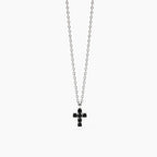 Collana Mabina Uomo Mystical Argento 925 Croce Zirconi Neri
