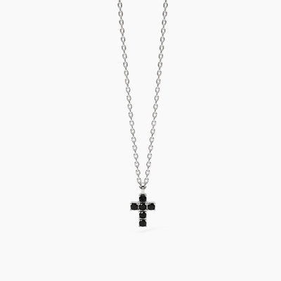 Collana Mabina Uomo Mystical Argento 925 Croce Zirconi Neri