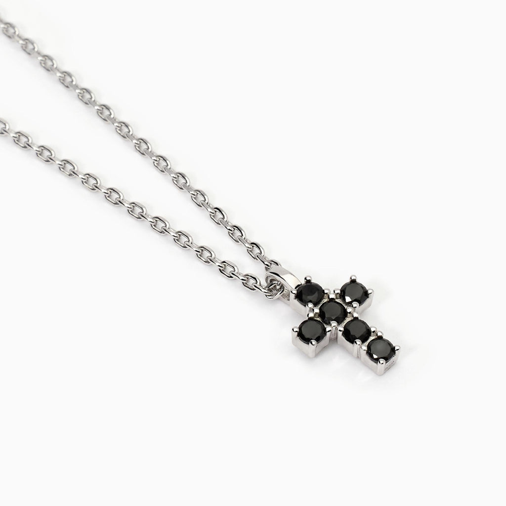 Collana Mabina Uomo Mystical Argento 925 Croce Zirconi Neri - vista 2