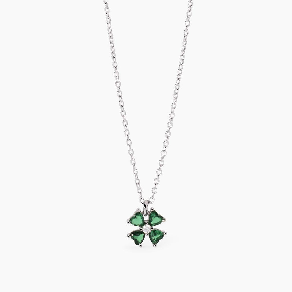 Girocollo Mabina Cercami Quadrifoglio Argento 925 Gemme Sintetiche Verdi