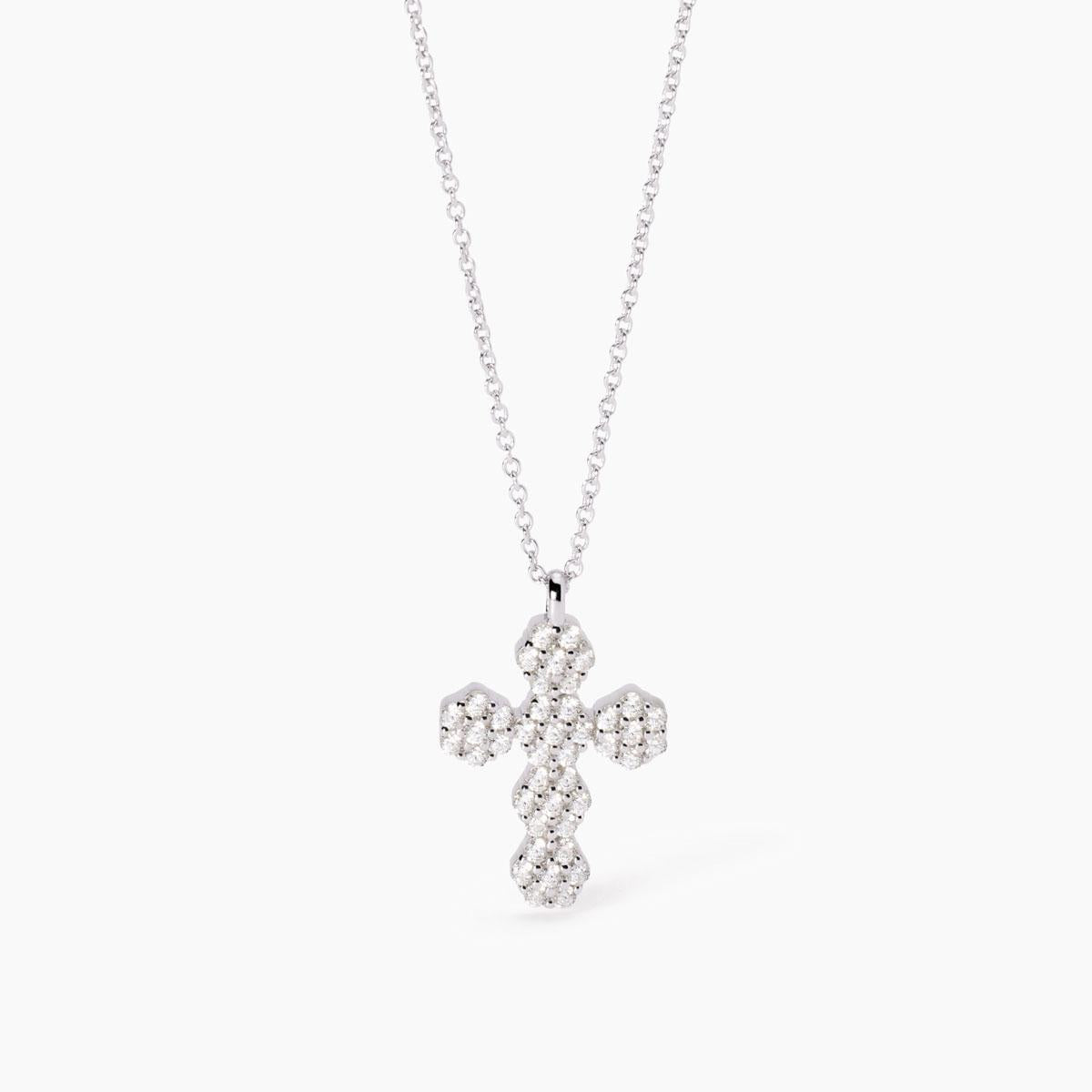 Girocollo Mabina Fior Fiore Croce in Argento 925 con Zirconi