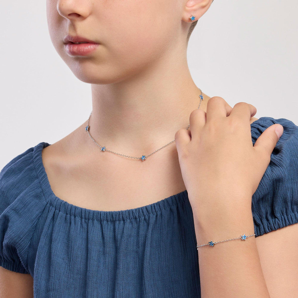 Girocollo Mabina Junior Incanto Argento 925 Stelline Azzurre - vista 2