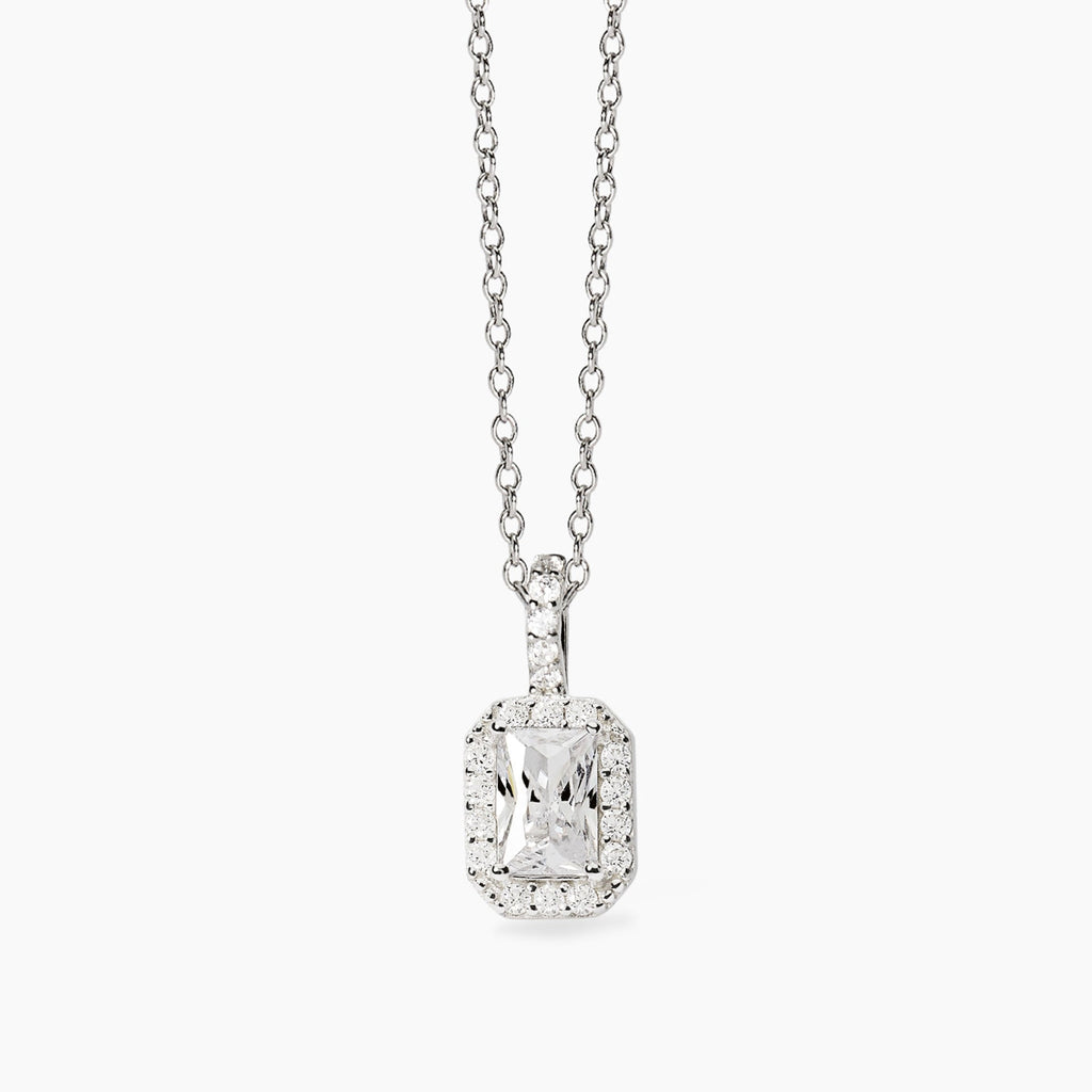Girocollo Mabina Pendente Ottagonale Argento 925 con Zirconi Baguette
