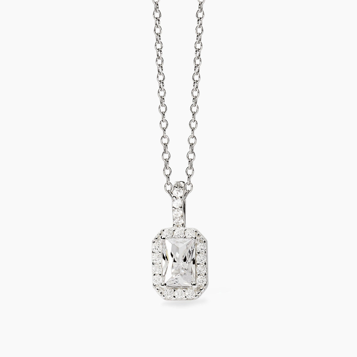 Girocollo Mabina Pendente Ottagonale Argento 925 con Zirconi Baguette