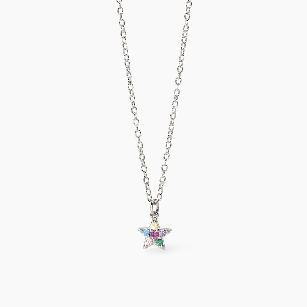 Girocollo Bambina Mabina Junior Étoile Argento con Stella Multicolor