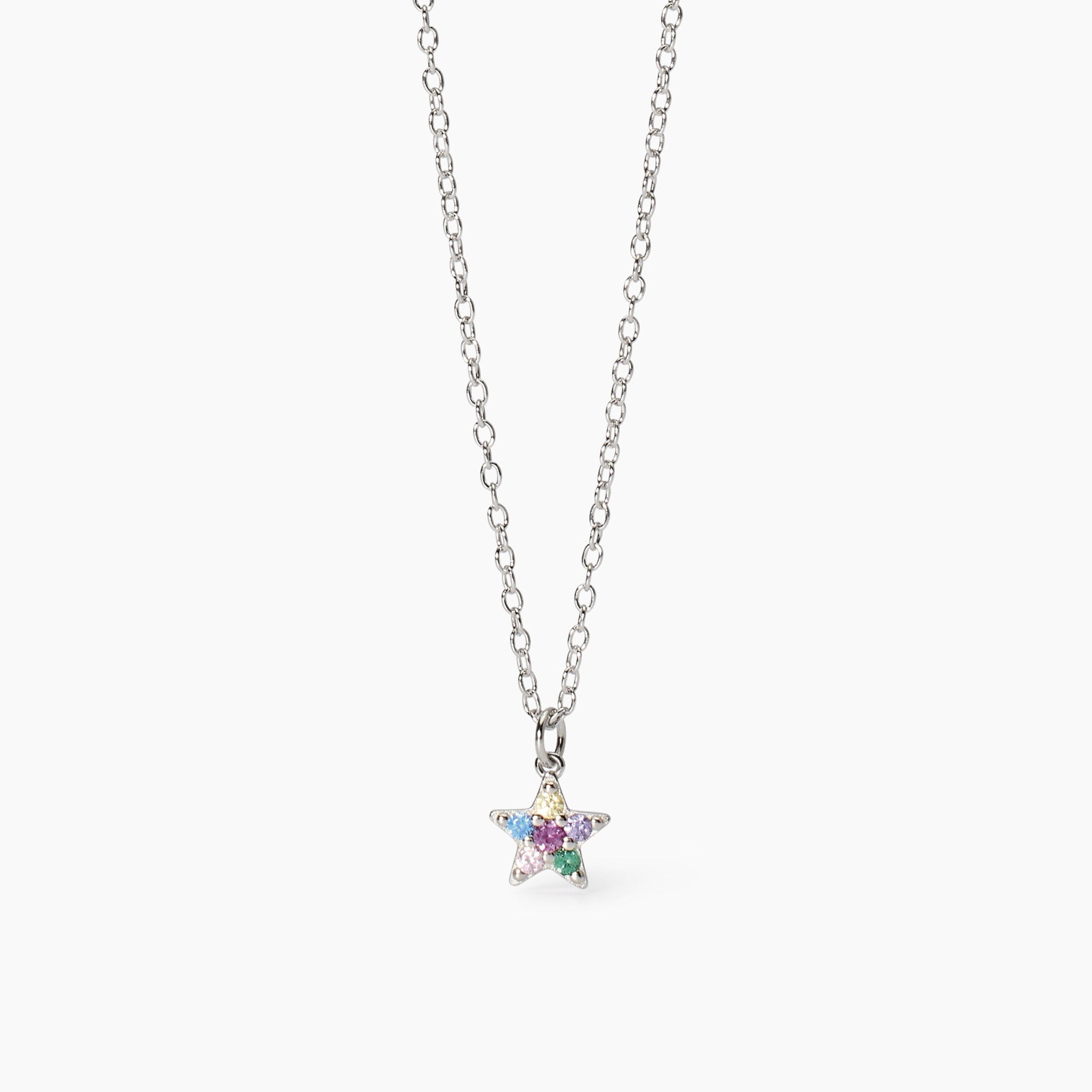 Girocollo Bambina Mabina Junior Étoile Argento con Stella Multicolor