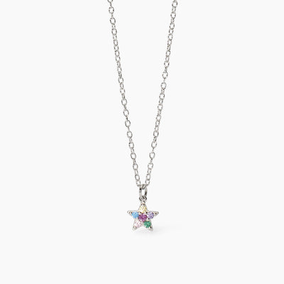 Girocollo Bambina Mabina Junior Étoile Argento con Stella Multicolor
