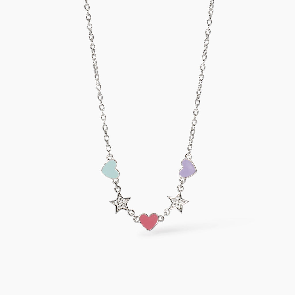 Girocollo Bambina Mabina Junior Cuor di Stelle Argento con Cuori Smaltati