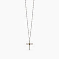 Collana Mabina Uomo Geometrico Argento 925 Croce Lucida Zircone Nero