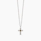 Collana Mabina Uomo Geometrico Argento 925 Croce Lucida Zircone Nero