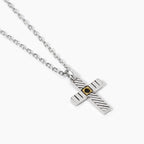 Collana Mabina Uomo Geometrico Argento 925 Croce Lucida Zircone Nero - vista 2
