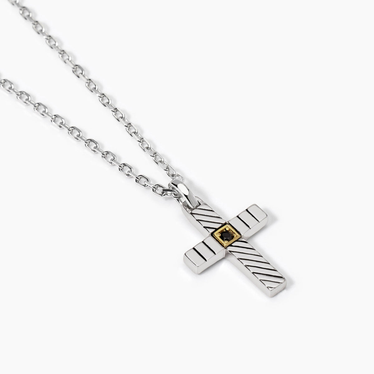 Collana Mabina Uomo Geometrico Argento 925 Croce Lucida Zircone Nero - vista 2