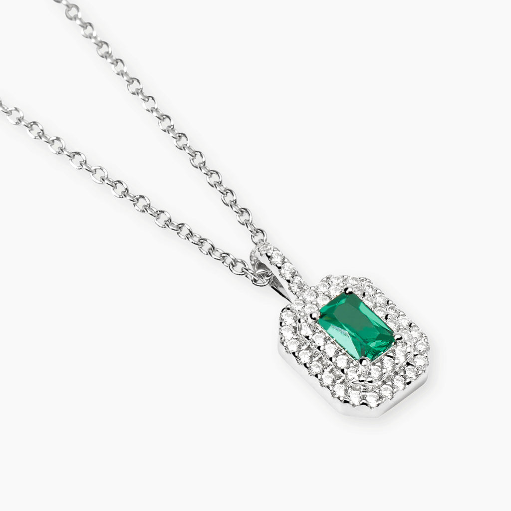 Girocollo Mabina Argento 925 Gemma Sintetica Color Smeraldo e Zirconi - vista 2