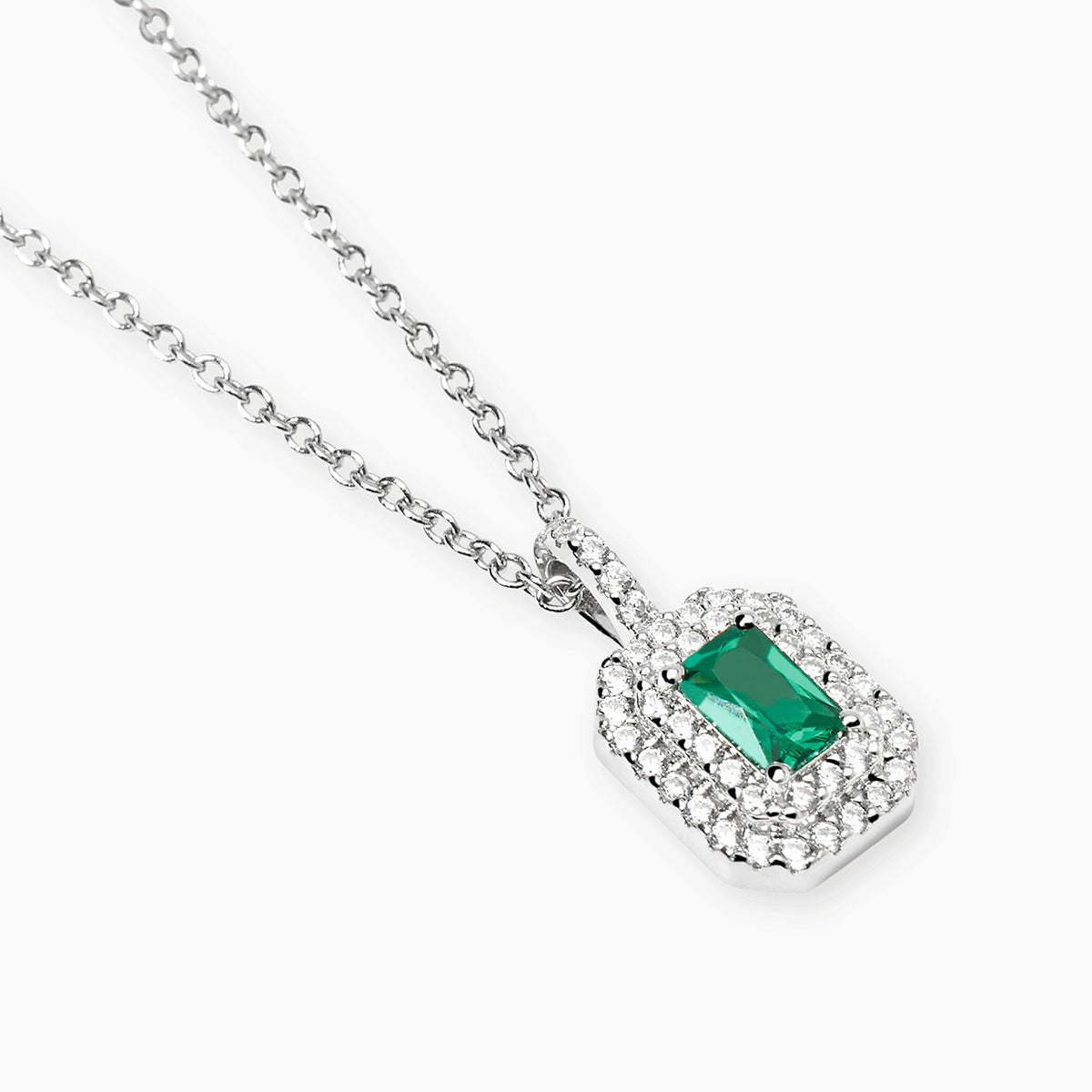 Girocollo Mabina Argento 925 Gemma Sintetica Color Smeraldo e Zirconi - vista 2