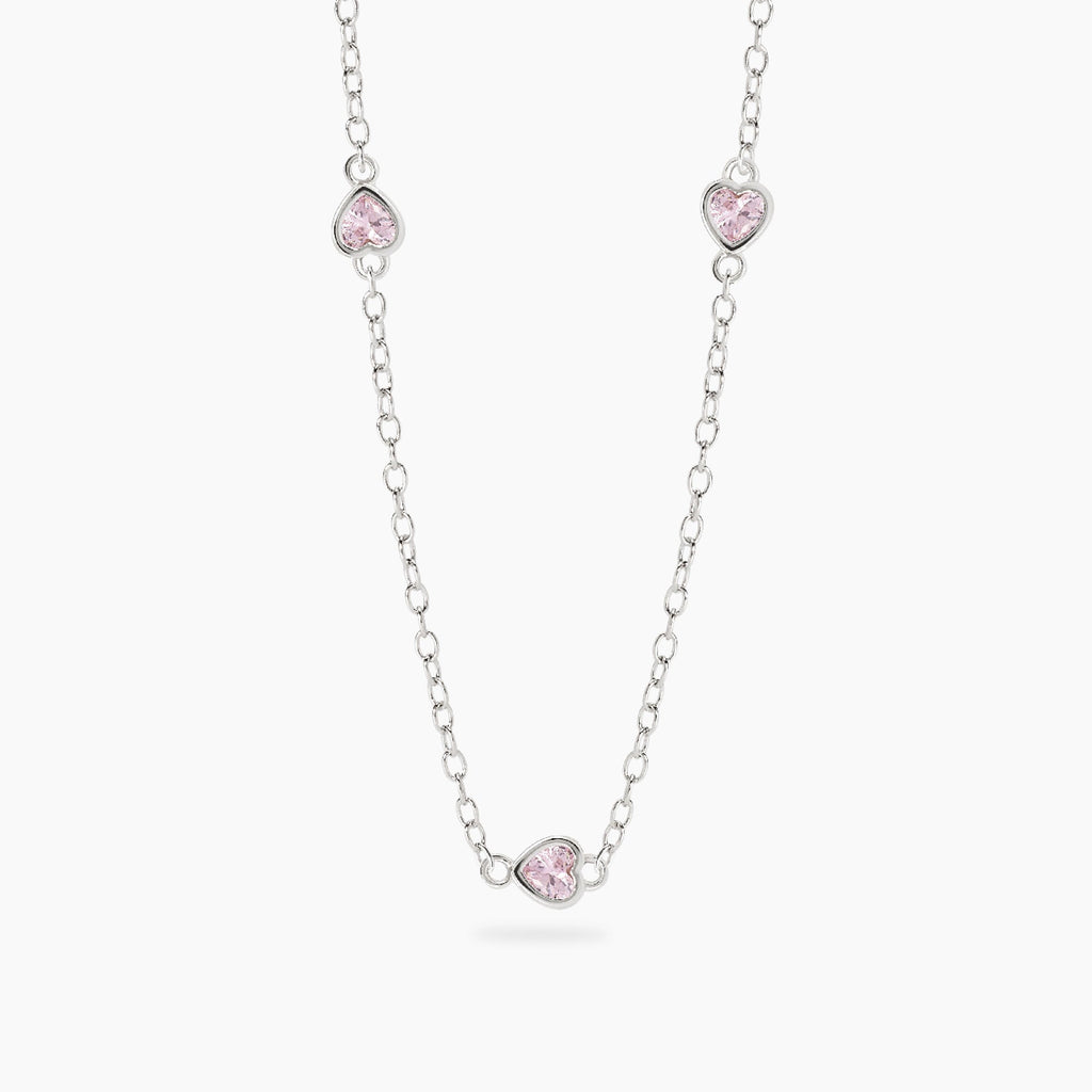 Collana Bambina Mabina Junior Petit Cœur Argento con Cuori Rosa