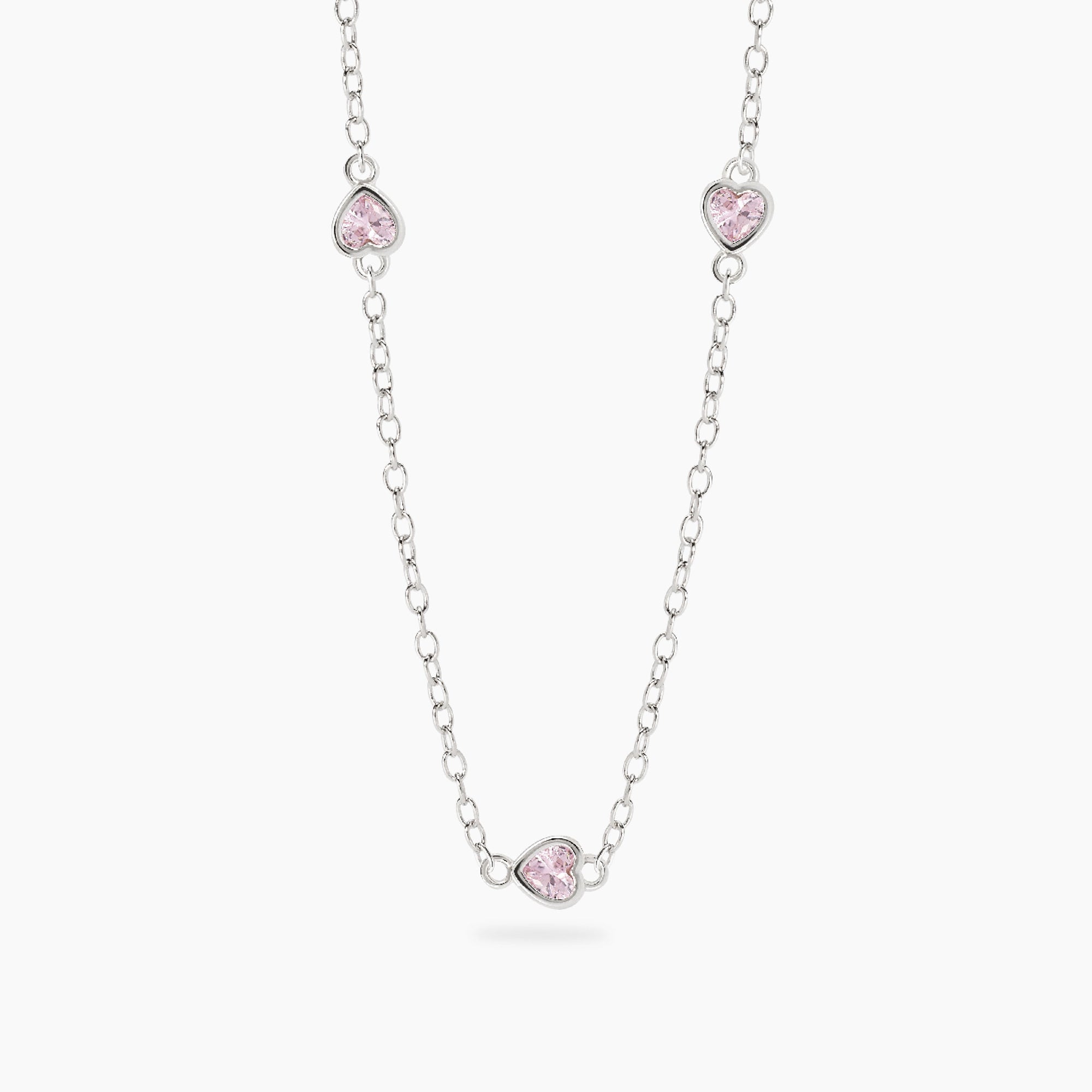 Collana Bambina Mabina Junior Petit Cœur Argento con Cuori Rosa