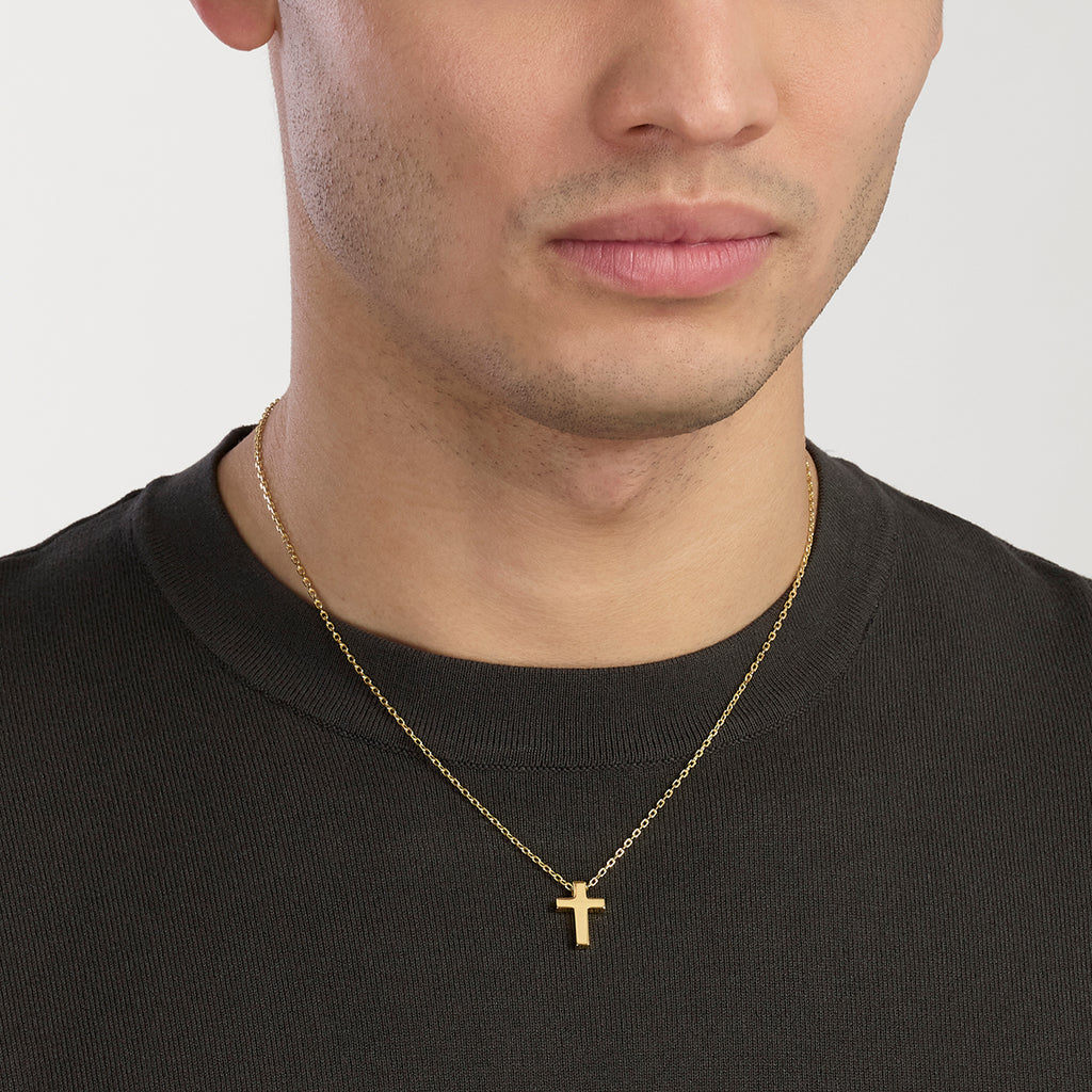 Collana Mabina Uomo Argento 925 Placcato Oro 18K Croce - vista 3