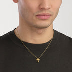 Collana Mabina Uomo Argento 925 Placcato Oro 18K Croce - vista 3