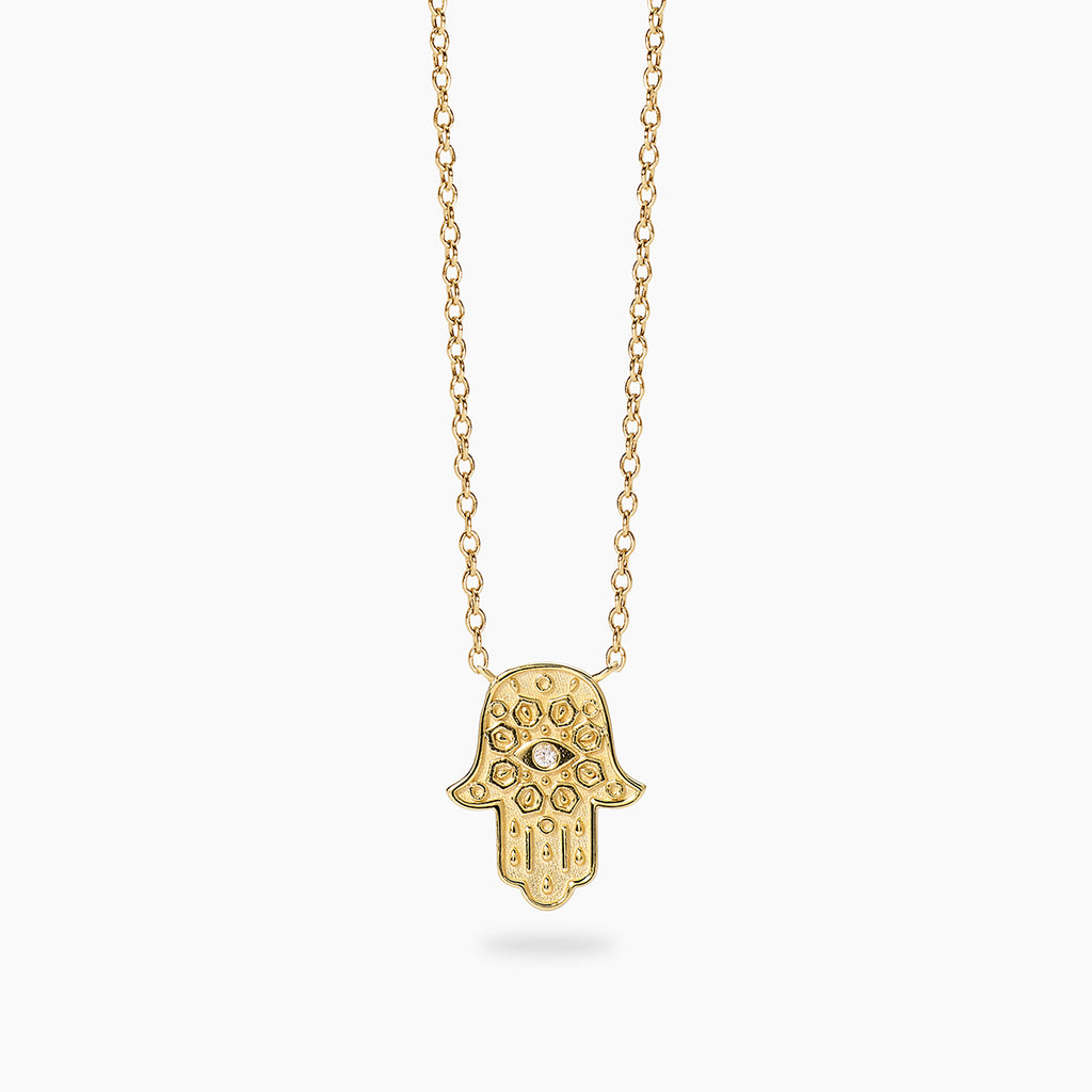 Girocollo Mabina Hamsa Mano di Fatima in Argento 925 Placcato Oro 18K