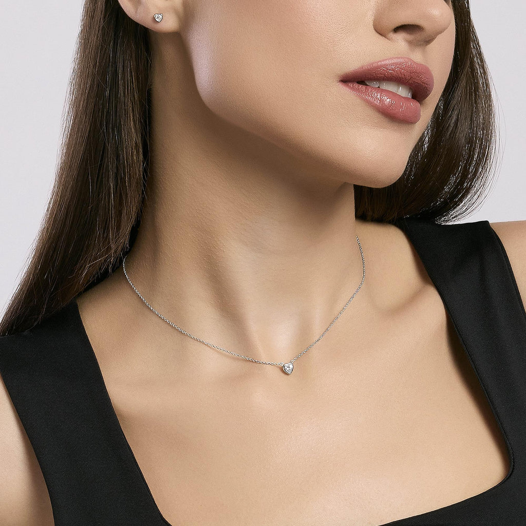 Orecchini Mabina Shiny Punto Luce Cuore Zirconi Argento 925 Rodiato - vista 3