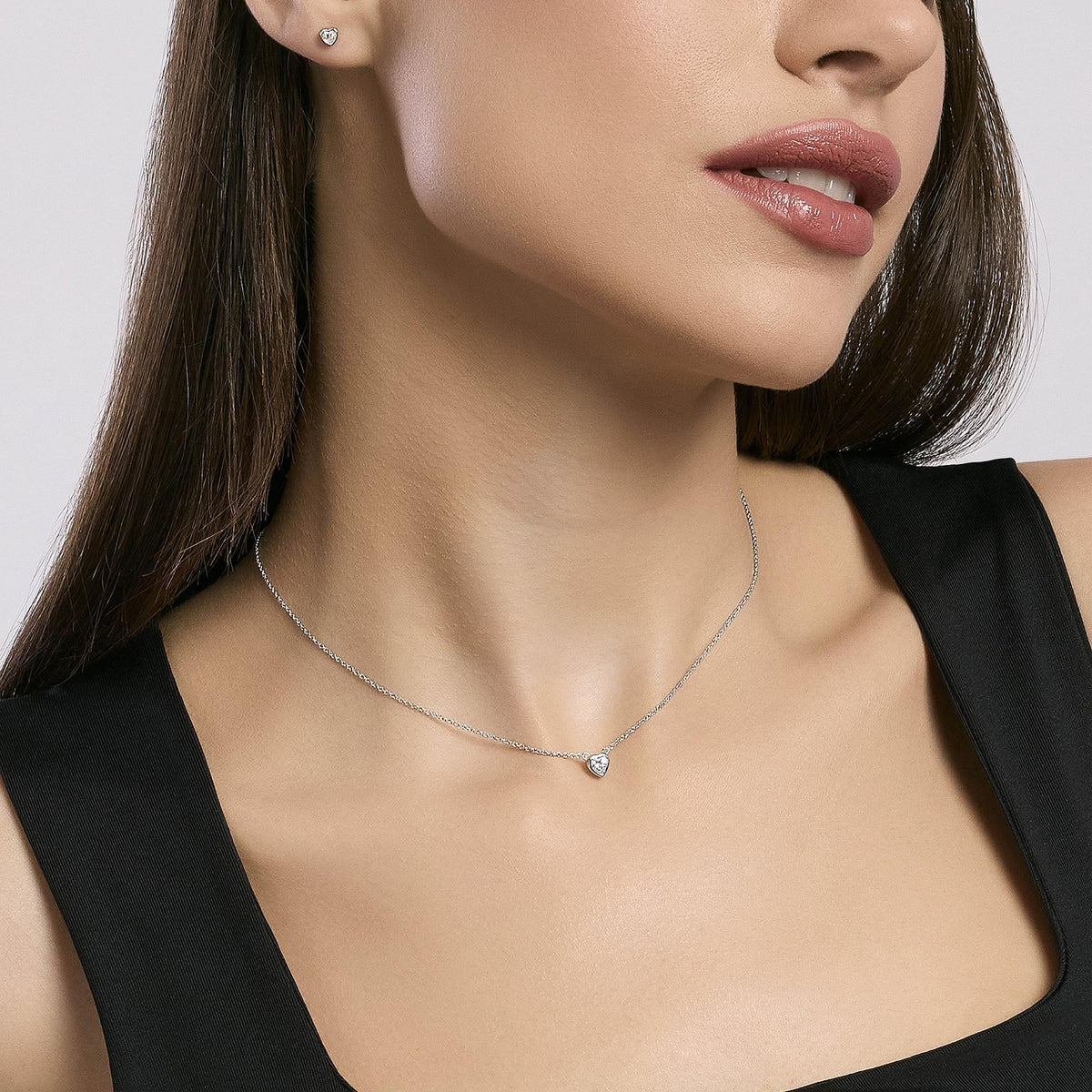 Orecchini Mabina Shiny Punto Luce Cuore Zirconi Argento 925 Rodiato - vista 3
