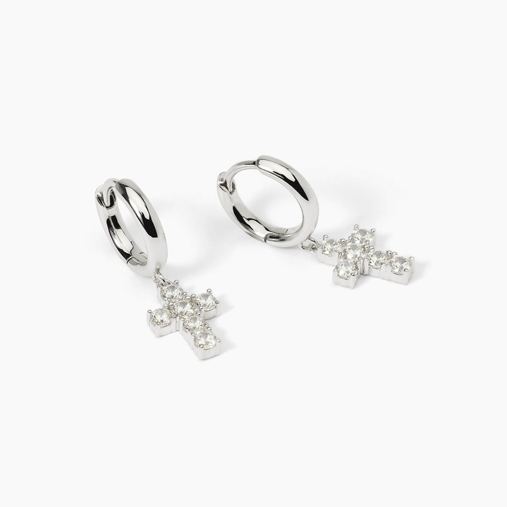 Orecchini Mabina Croce del Sud Cerchio con Pendente Croce Argento 925 - vista 2