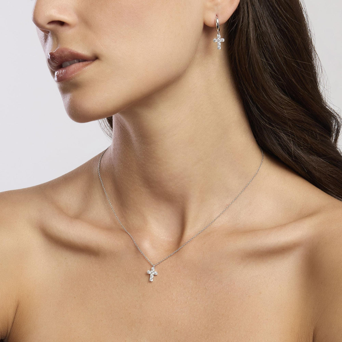 Orecchini Mabina Croce del Sud Cerchio con Pendente Croce Argento 925 - vista 3