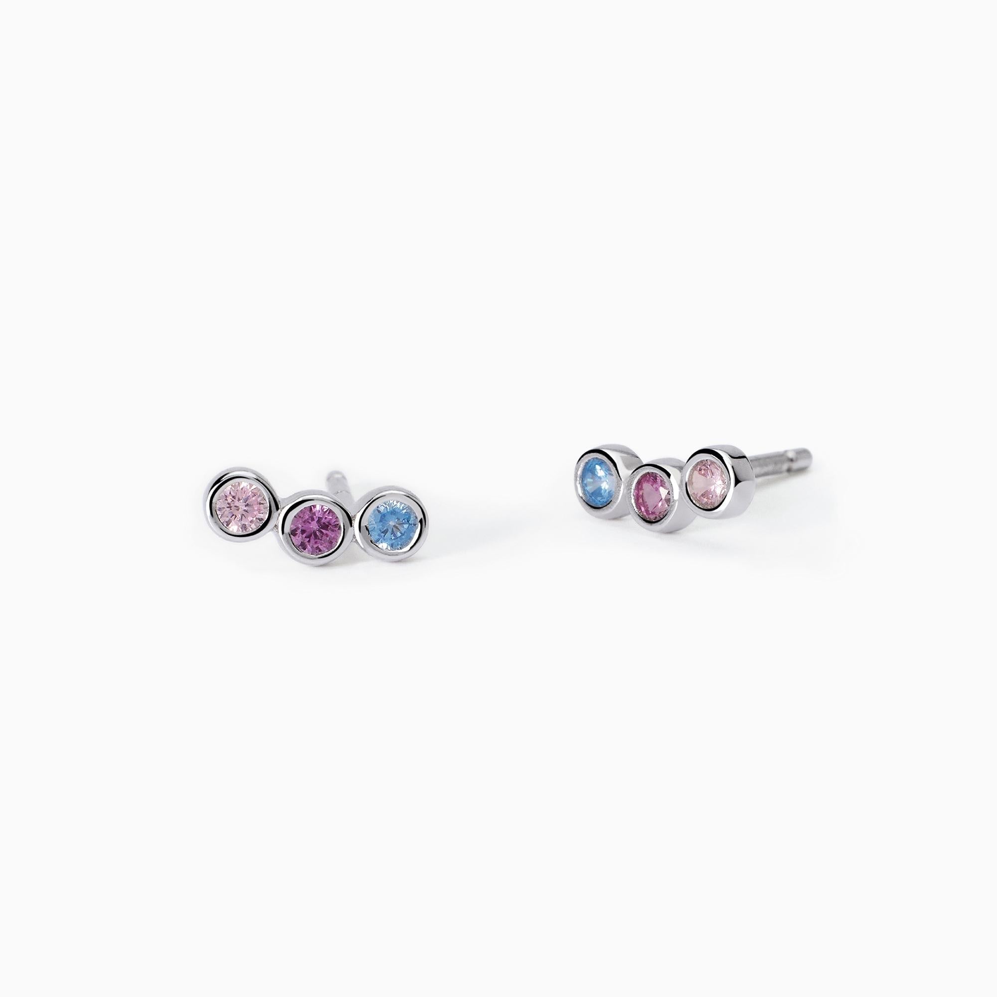 Orecchini Bambina Mabina Junior Rainbow Argento con Zirconi Multicolor