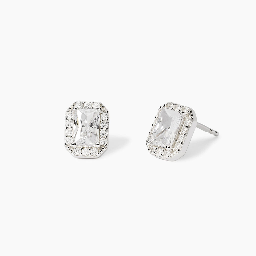 Orecchini Mabina Ottagonali con Zirconi Baguette Argento 925 Rodiato