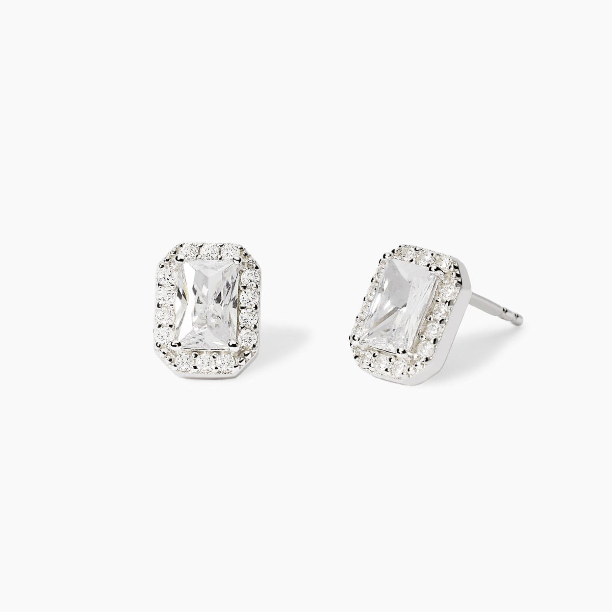Orecchini Mabina Ottagonali con Zirconi Baguette Argento 925 Rodiato