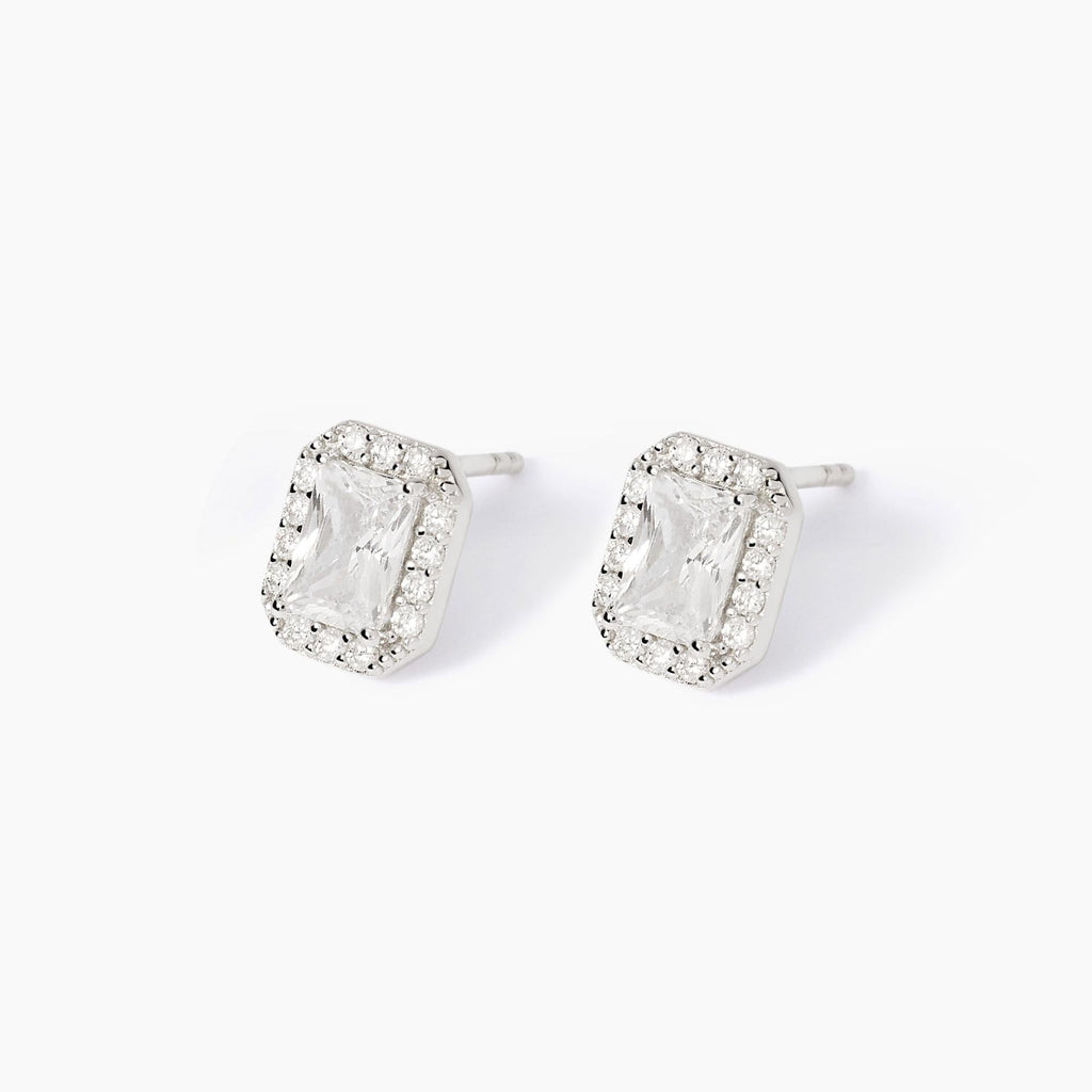 Orecchini Mabina Ottagonali con Zirconi Baguette Argento 925 Rodiato - vista 2