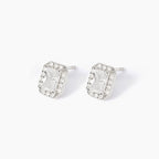 Orecchini Mabina Ottagonali con Zirconi Baguette Argento 925 Rodiato - vista 2