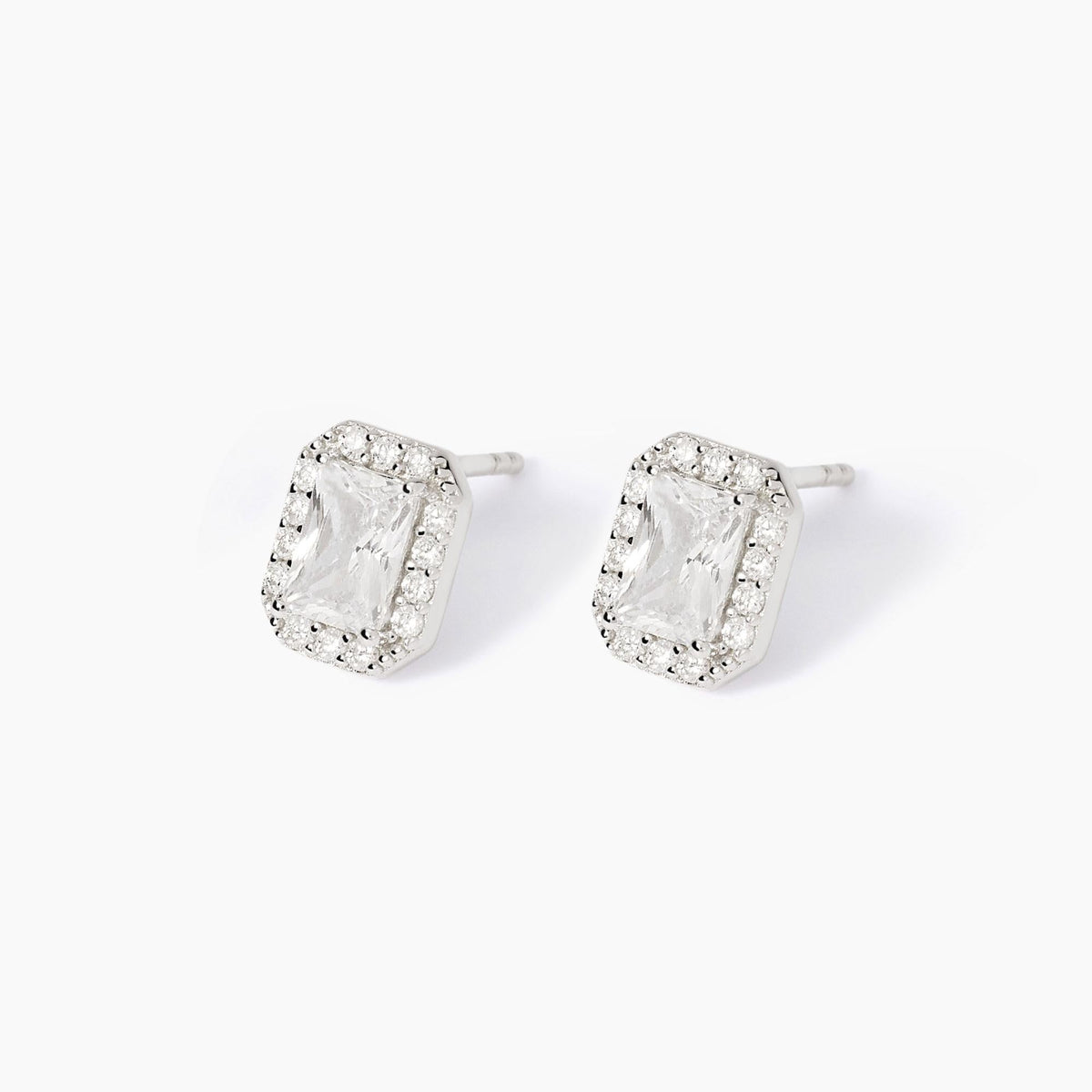 Orecchini Mabina Ottagonali con Zirconi Baguette Argento 925 Rodiato - vista 2