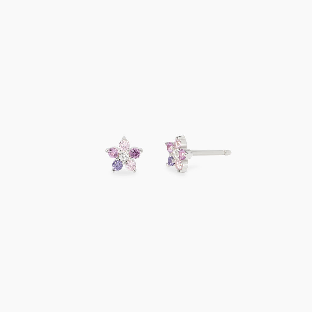 Orecchini Bambina Mabina Junior Fun Flower Argento con Fiori Rosa