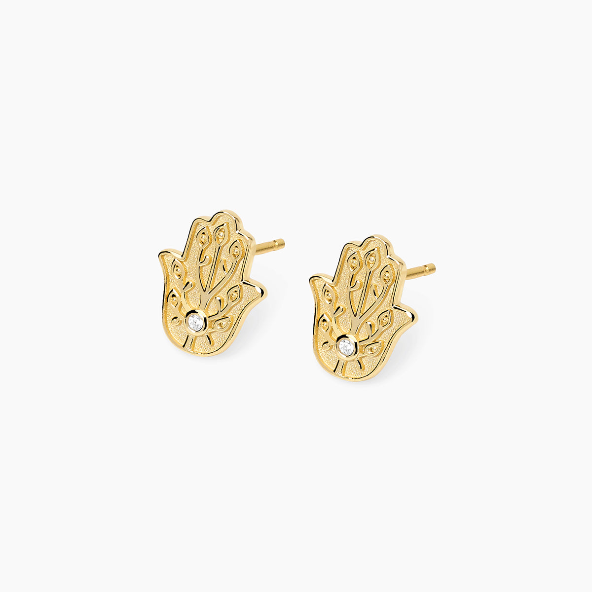 Orecchini Mabina Hamsa Argento 925 Placcato Oro 18K con Zirconi - vista 2
