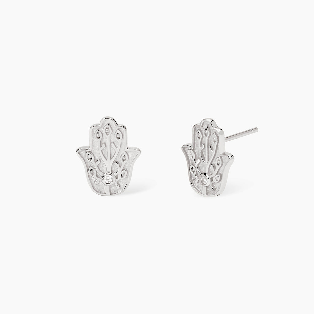 Orecchini Mabina Hamsa Argento 925 Rodiato con Zirconi