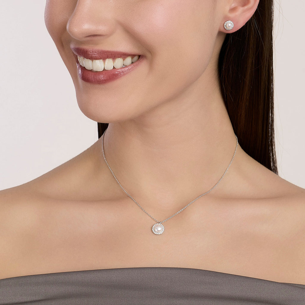 Orecchini Mabina My Diamond a Lobo con Perle Coltivate e Diamanti Lab-Grown - vista 3