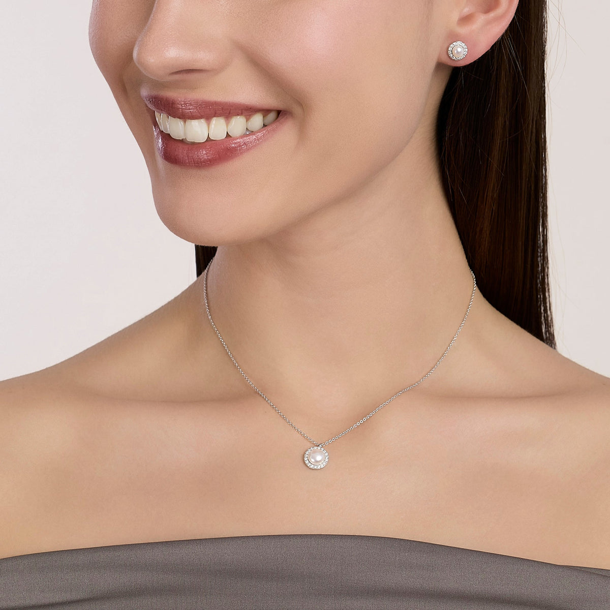 Orecchini Mabina My Diamond a Lobo con Perle Coltivate e Diamanti Lab-Grown - vista 3