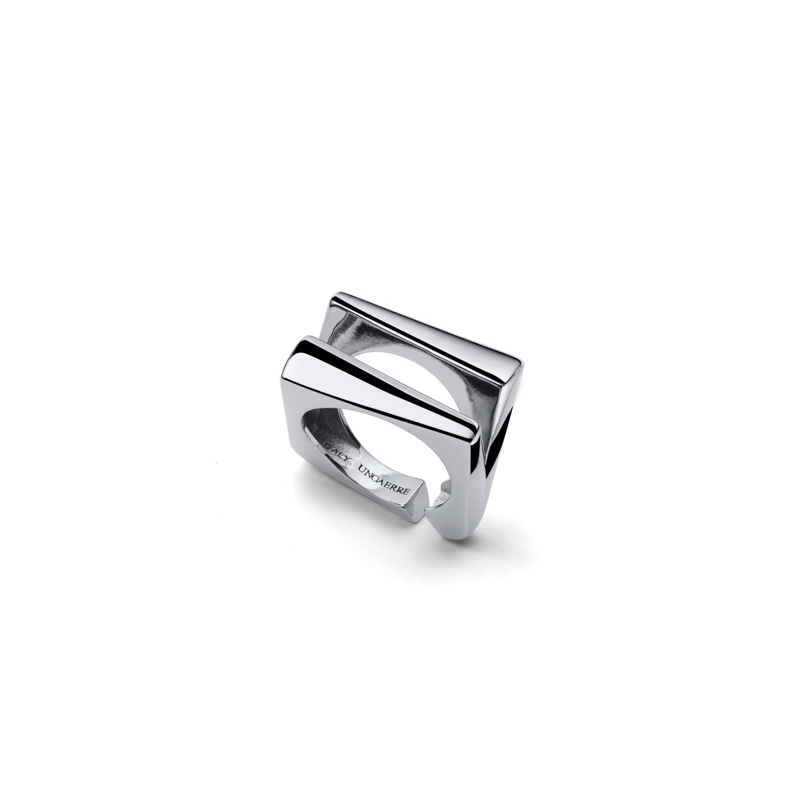 Anello Unoaerre Design Ottone Argentato Geometrico - packshot ufficiale