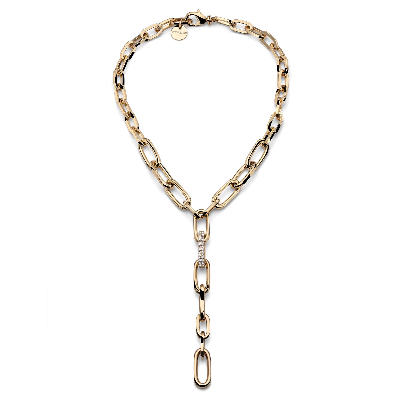 Collana Unoaerre a Y Dorata con Zirconi - packshot ufficiale