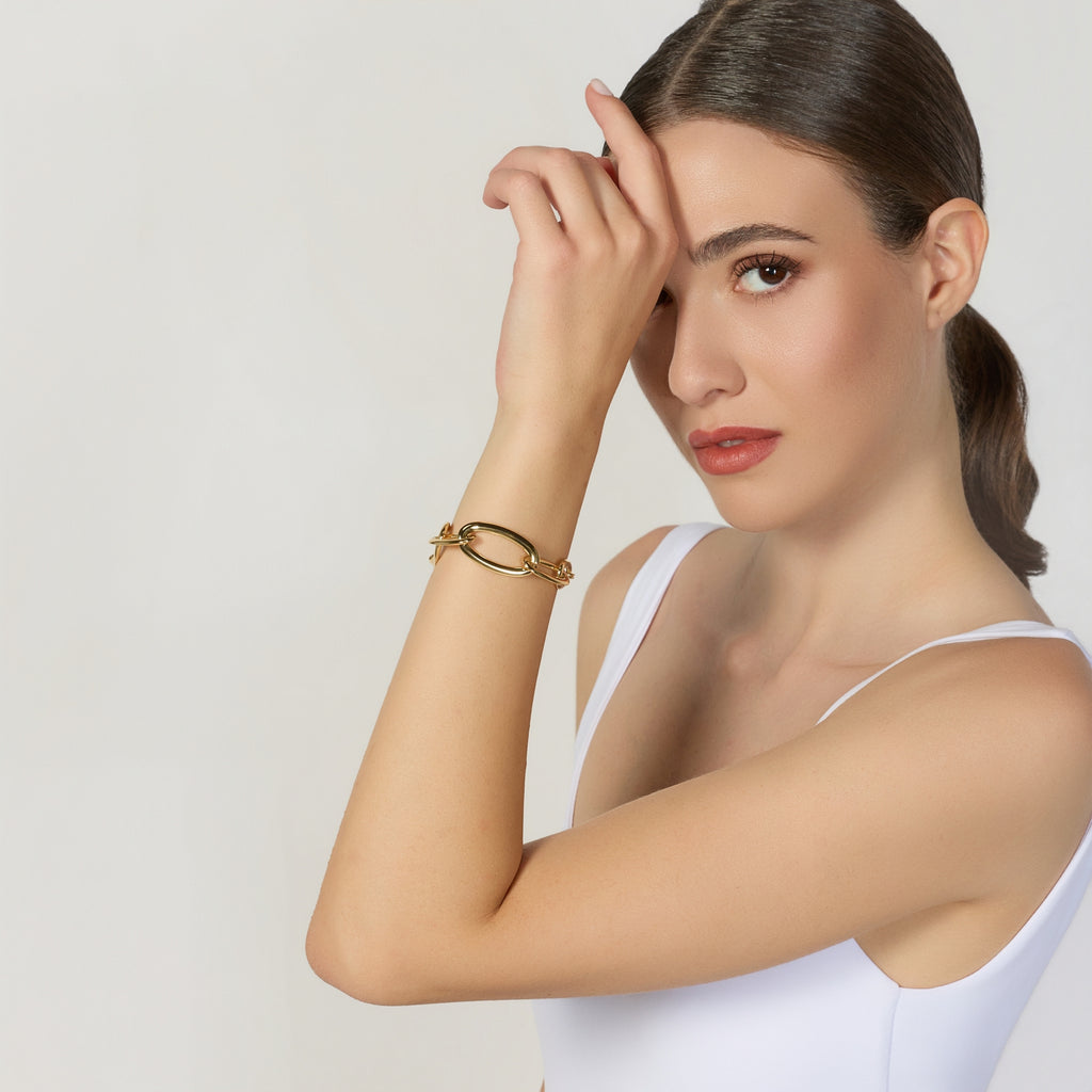 Bracciale Unoaerre Catena Ovale Maxi Dorata - vista 2