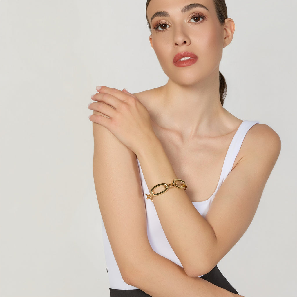 Bracciale Unoaerre Catena Ovale Maxi Dorata - vista 4
