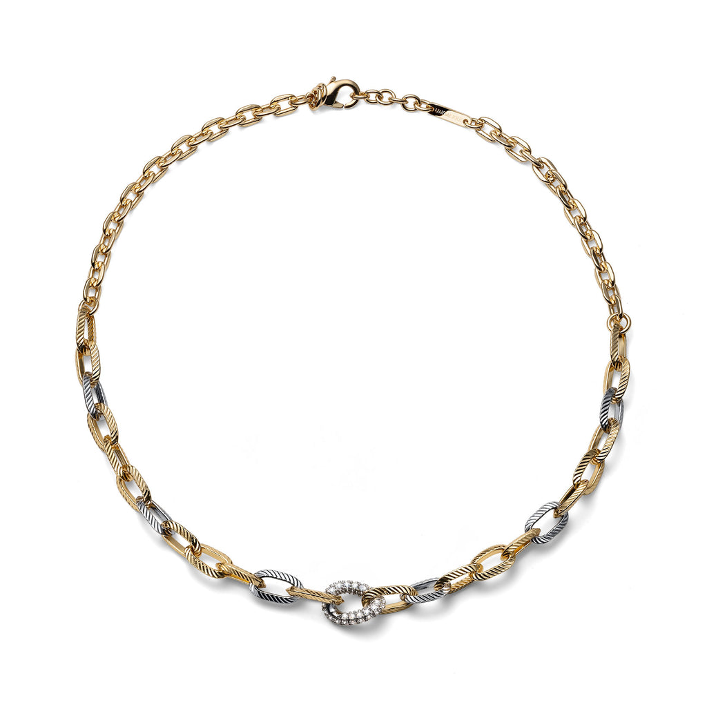 Collana Unoaerre Catena Bicolore con Zirconi