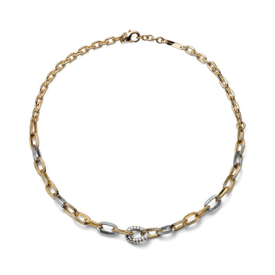 Collana Unoaerre Catena Bicolore con Zirconi