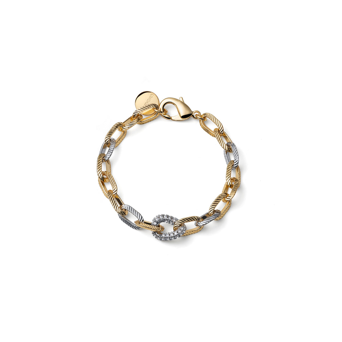 Bracciale Unoaerre Catena Bicolore con Zirconi